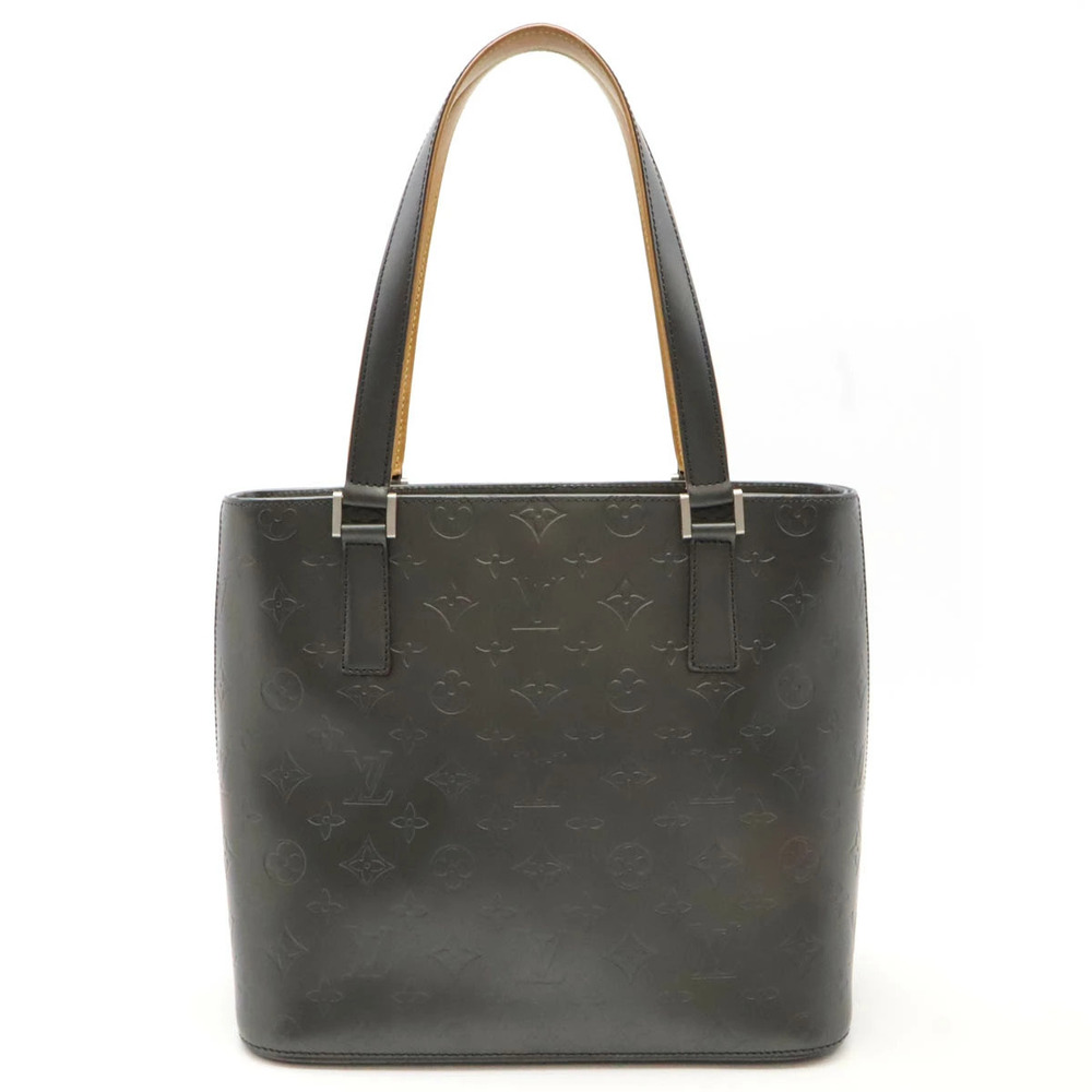 LOUIS VUITTON Monogram Matte Stockton Tote Bag Shoulder Leather Noir Black